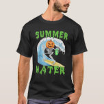 Summer Hater Funny Pumpkin Surfing  T-Shirt<br><div class="desc">Summer Hater Funny Pumpkin Surfing</div>