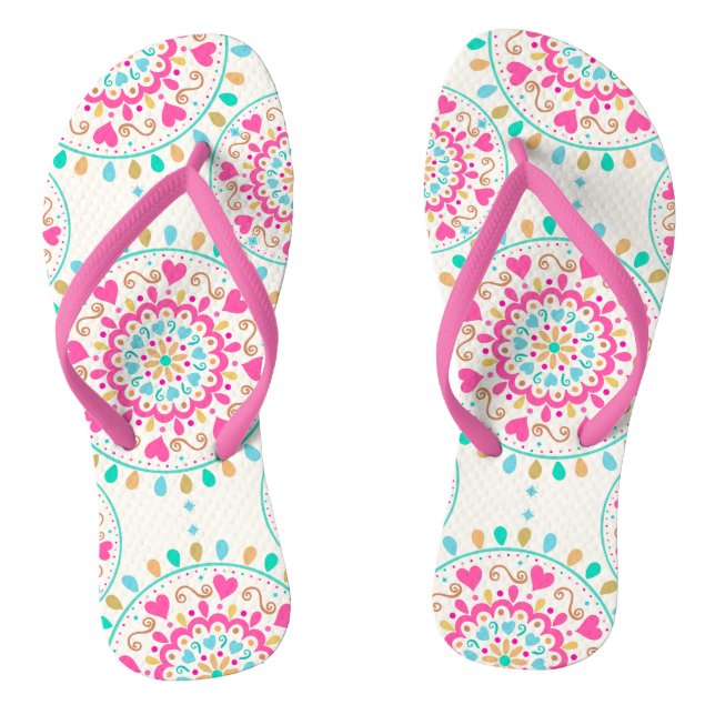 Summer Heart Mandala Flip Flops (Footbed)