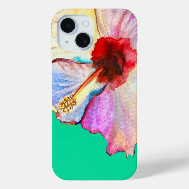 Summer hibiscus watercolor art Case-Mate iPhone case (Back)