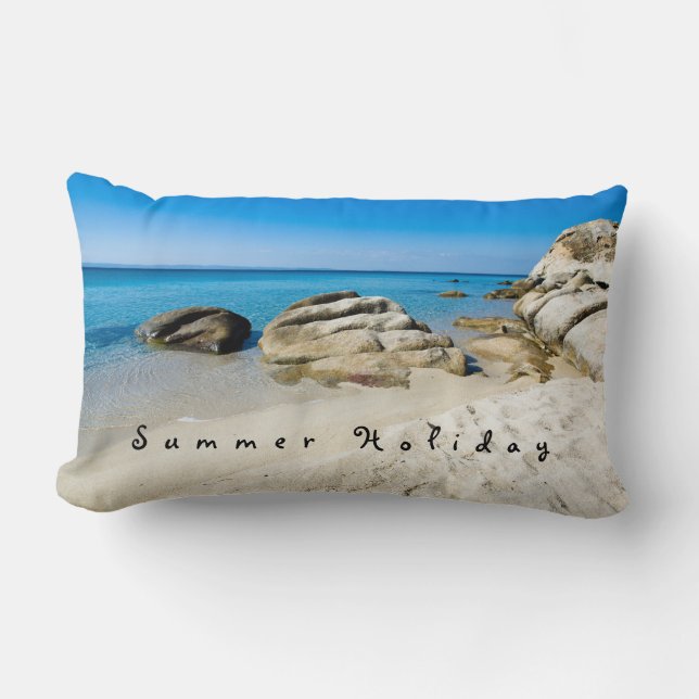 Summer Holiday Beautiful beach photo with text Lumbar Pillow (Front)