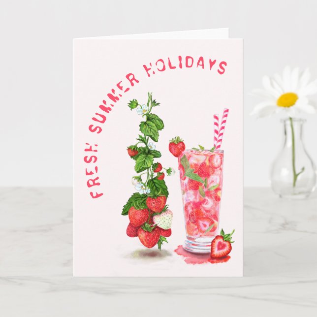 Summer Holiday Card Fresh Strawberry Fruits Drink (Small Plant)