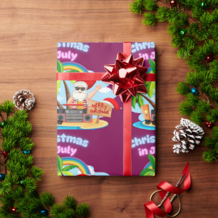 Summer Holiday Christmas Fun Santa on the Beach Wrapping Paper