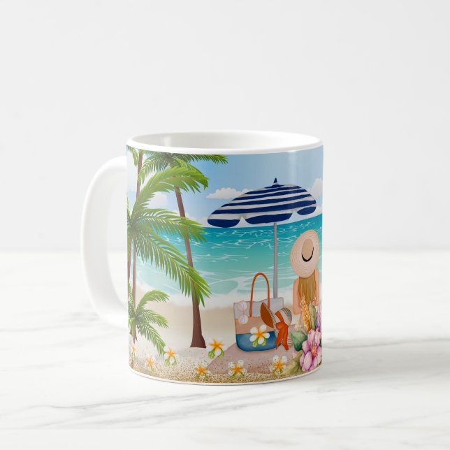 Summer Holiday, Luxury Vacation At The Sea Coffee Mug (Front Left)