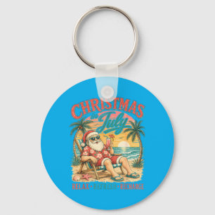 Summer Holiday Relax Beach Santa Hawaiian Sunset Keychain