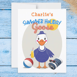 Summer Holiday Silly Goose Cute Cartoon Retro Postcard