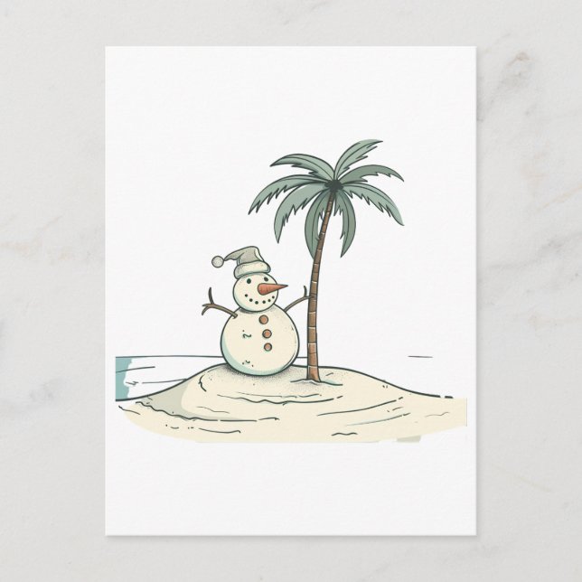 Summer Holiday Snowman Tropical Beach vibe Island  Postcard (Front)