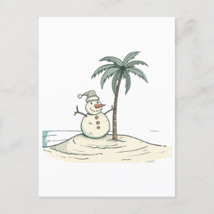 Summer Holiday Snowman Tropical Beach vibe Island  Postcard