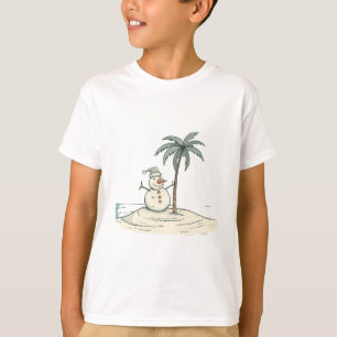 Summer Holiday Snowman Tropical Beach vibe Island  T-Shirt