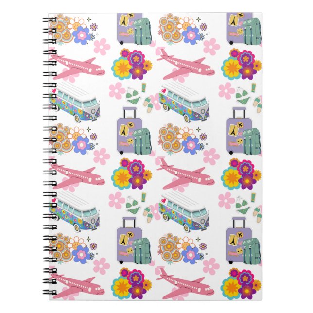 Summer Holiday Travel Vacation Design Spiral Noteb Notebook (Front)