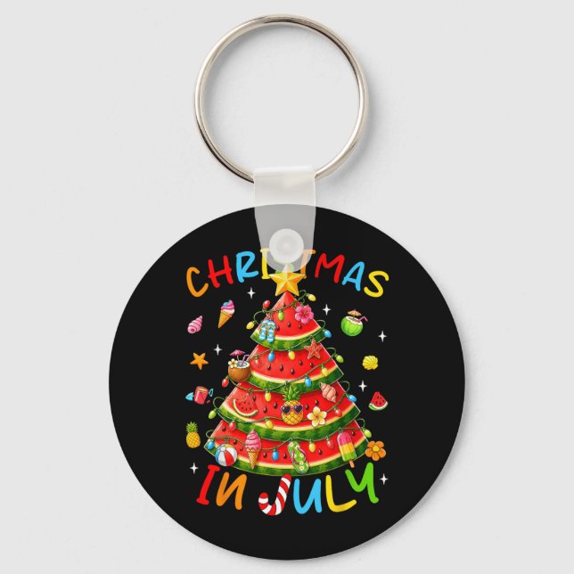 Summer Holiday Watermelon Tree Funny Summer Keychain (Front)