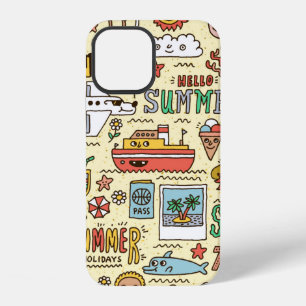 Summer Holidays Vacation Travel Funny Doodle vinta iPhone 12 Case