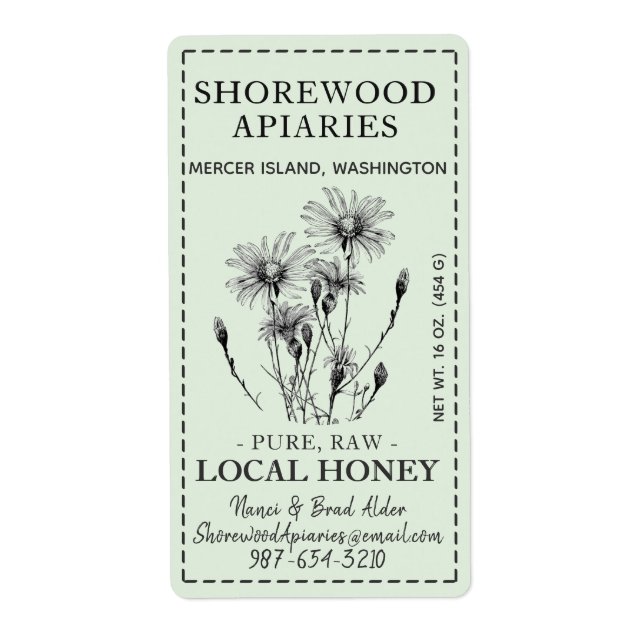 Summer Honey 2 x 3.75" Aster Dashed Border Sage (Front)