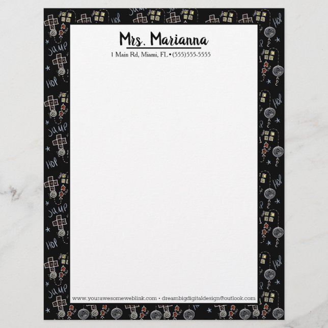 Summer Hopscotch Educational Teacher Script Letterhead (Front)