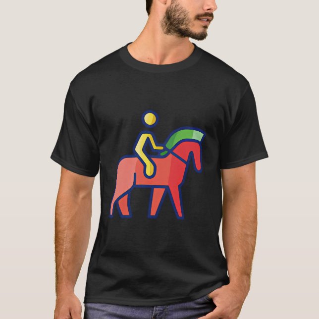 Summer Horseback Riding Icons Minimal Simple Graph T-Shirt (Front)