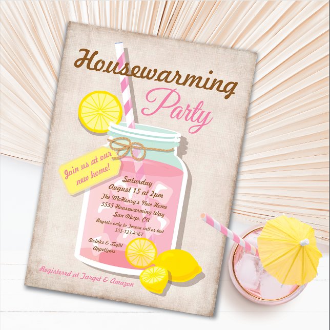 Summer Housewarming Mason Jar Lemonade Party Invitation (Creator Uploaded)
