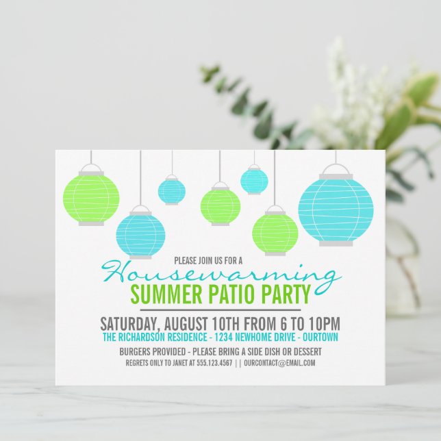 Summer Housewarming Patio Party Invitation (Standing Front)