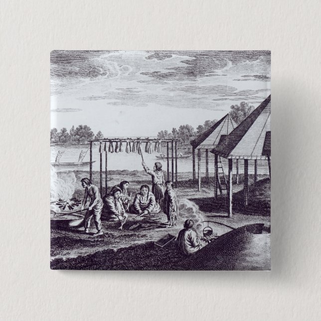 Summer Huts 2 Inch Square Button (Front)