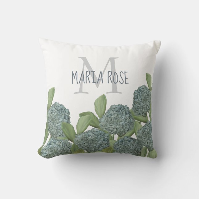 Summer Hydrangea Flowers Chic Elegant Throw Pillow (Front)