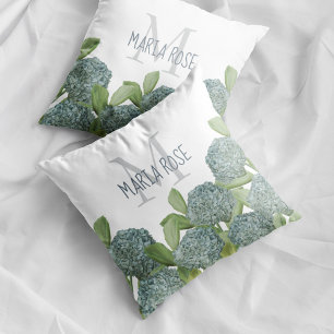 Summer Hydrangea Flowers Chic Elegant Throw Pillow