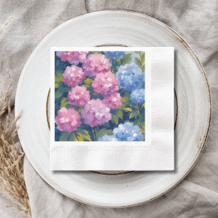 Summer Hydrangeas   Pink & Blue Coastal Flowers Napkin