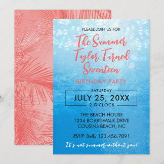 Summer I Turned Seventeen Underwater Birthday Invitation