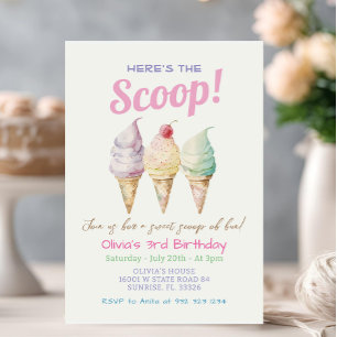 Summer Ice Cream 3e anniversaire Invitation