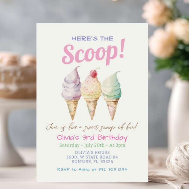 Summer Ice Cream 3e anniversaire Invitation (Créateur téléchargé)