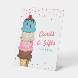 Summer Ice Cream Cards & Gifts Bridal Shower Pedestal Sign