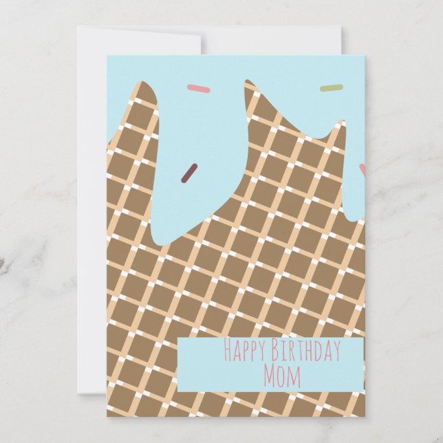 Summer Ice Cream Cone Dripping Pattern Birthday (Front)