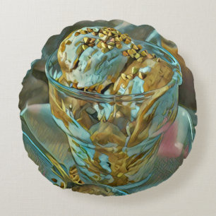 Summer ice cream cone round pillow