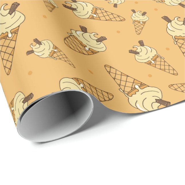 Summer Ice Cream Cones Kids Birthday Party Wrapping Paper (Roll Corner)