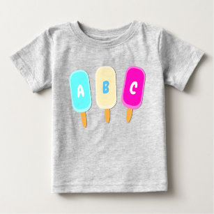 Summer Ice Cream Lollies Alphabet Baby T-Shirt