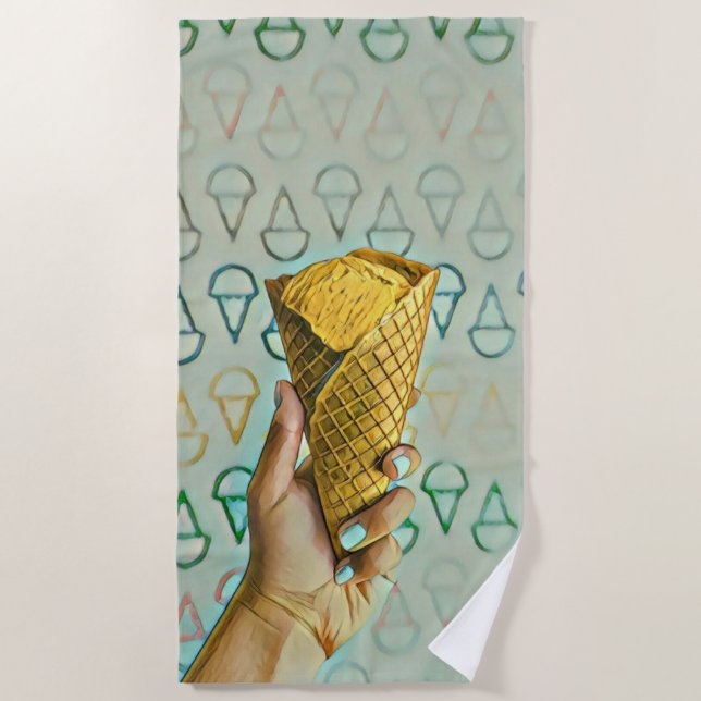 Summer ice cream lovers beach towel (Front)