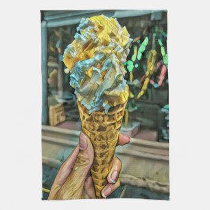 Summer ice cream lovers kitchen towel
