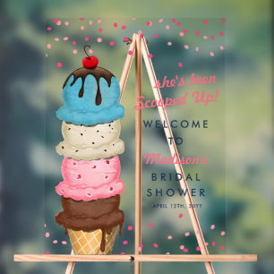 Summer Ice Cream Modern Watercolor Bridal Shower Acrylic Sign