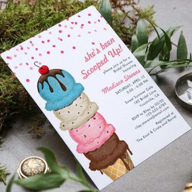 Summer Ice Cream Modern Watercolor Bridal Shower I Invitation (Creator Uploaded)