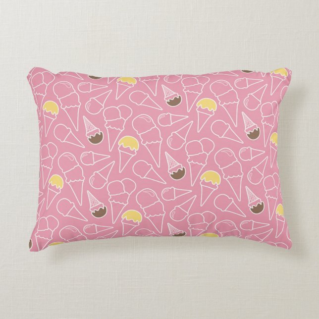 Summer Ice Cream Pattern Accent Pillow (Front)