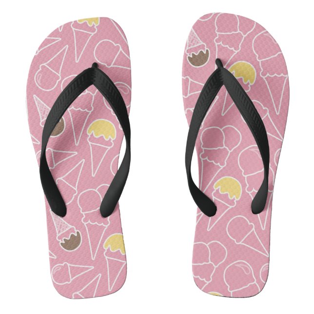 Summer Ice Cream Pattern Flip Flops (Footbed)