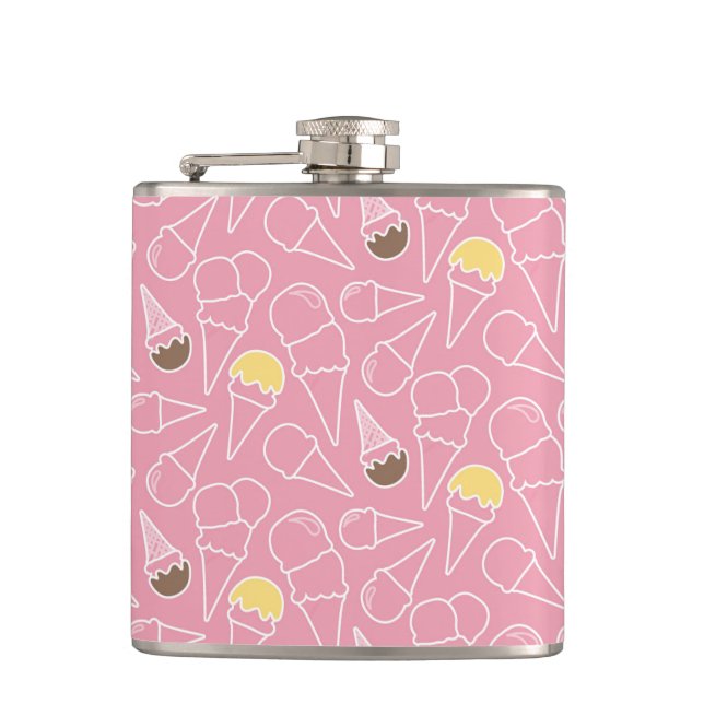 Summer Ice Cream Pattern Hip Flask (Front)
