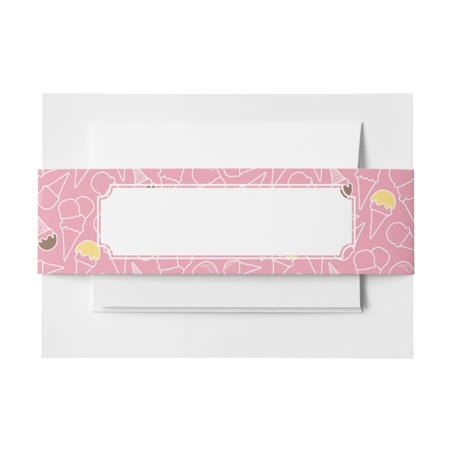 Summer Ice Cream Pattern Invitation Belly Band (Front Example)