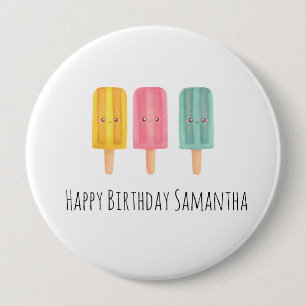 Summer Ice Cream Sticks 4 Inch Round Button