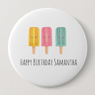 Summer Ice Cream Sticks 4 Inch Round Button