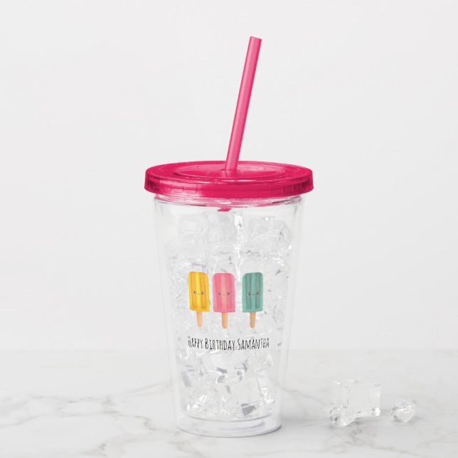 Summer Ice Cream Sticks Acrylic Tumbler (Back Ice)