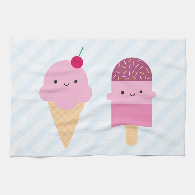 Summer Ice Cream Treats Kitchen Towel (Horizontal)
