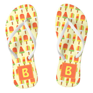 Summer Ice Lollies Pattern Monogram Flip Flops