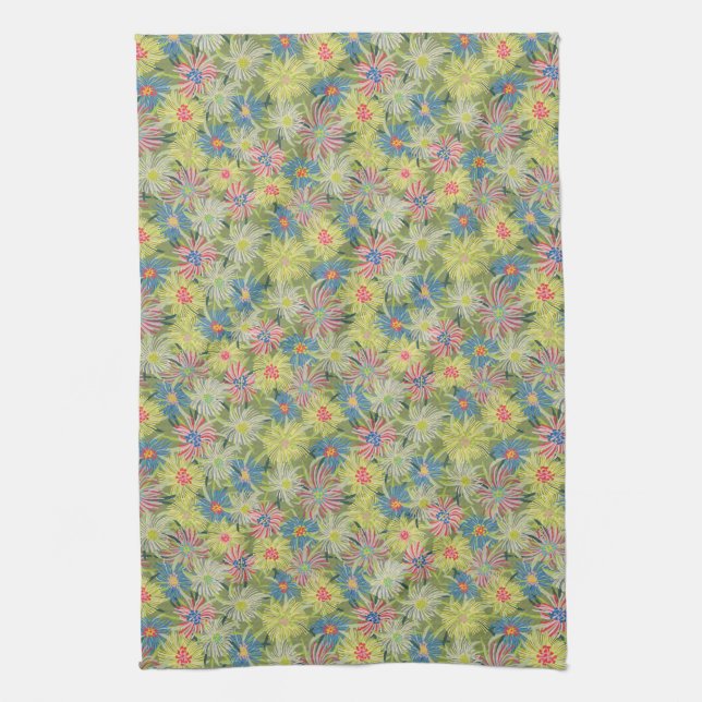 Summer Ice Plant botanical Kitchen Towel (Vertical)