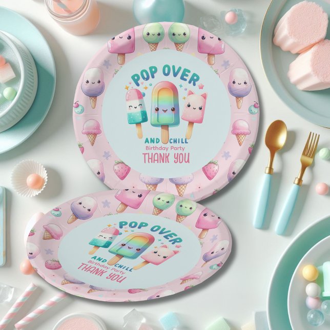 Summer Ice Pop Popsicle Ice Cream Birthday Kids Paper Plate (Creator Uploaded)