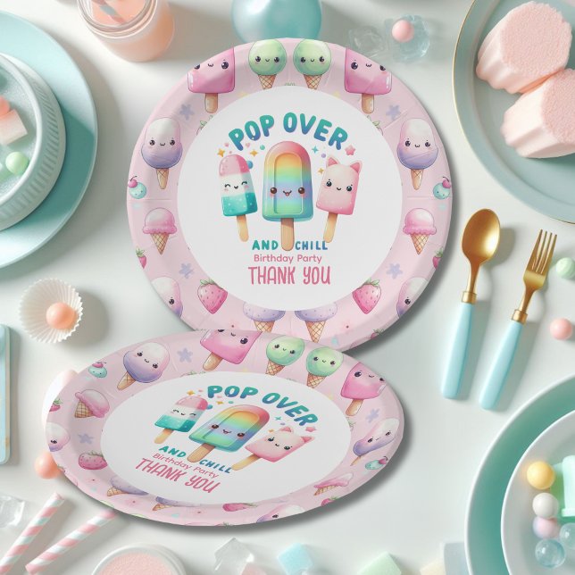 Summer Ice Pop Popsicle Ice Cream Birthday Kids Paper Plate (Creator Uploaded)
