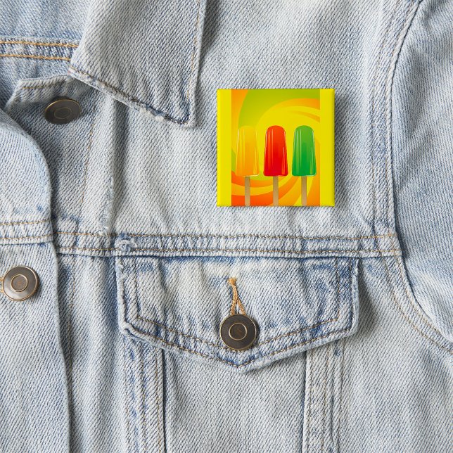 Summer Ice Pops Trio Bright Popsicles 2 Inch Square Button (Creator Uploaded)