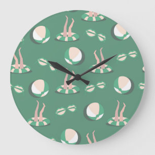 Summer Icons: Vintage Seamless Repeat Large Clock
